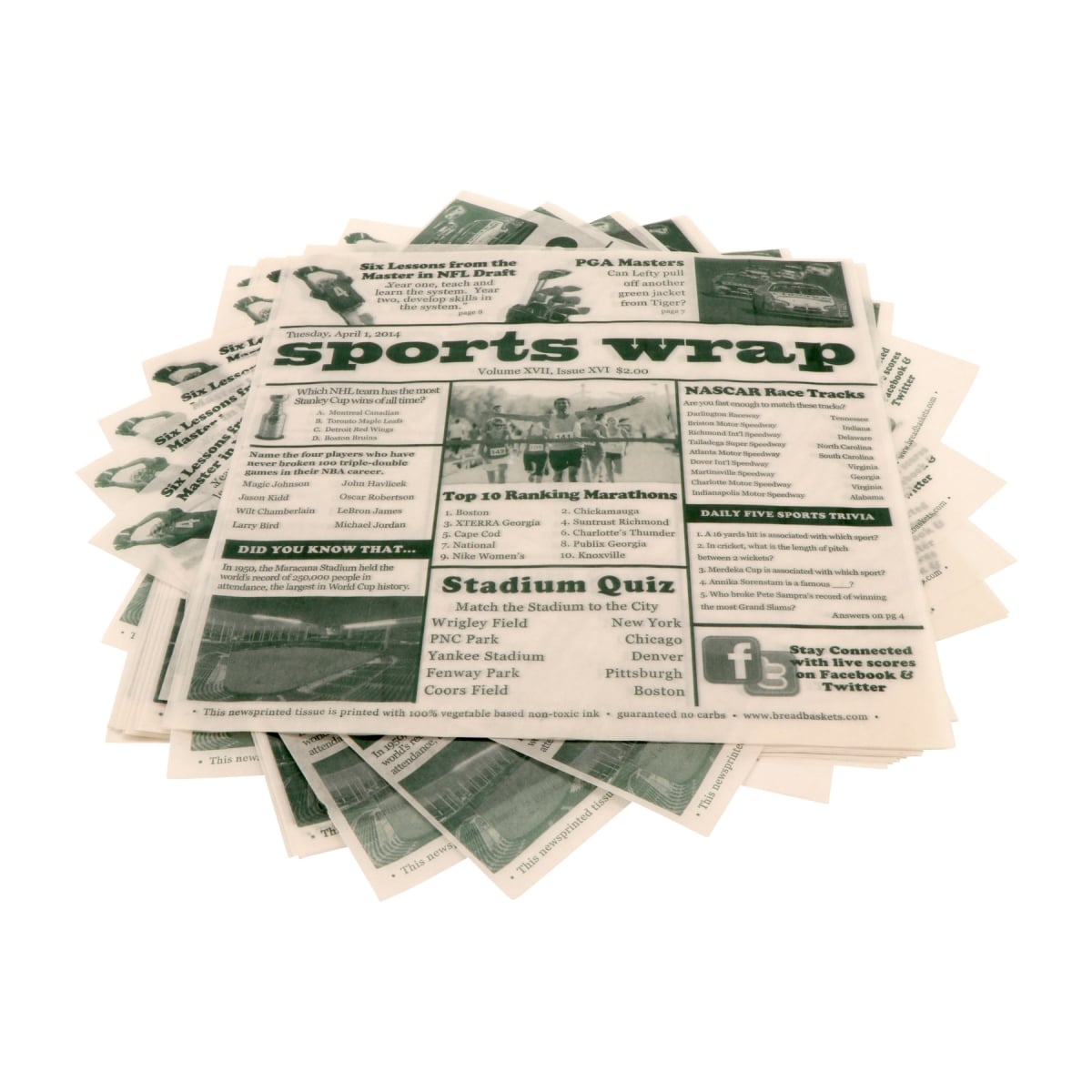 Picture of Winco 4-TG1080 12 x 12 in. Food-Safe Sports Newsprint Liner, White, 1000 Piece