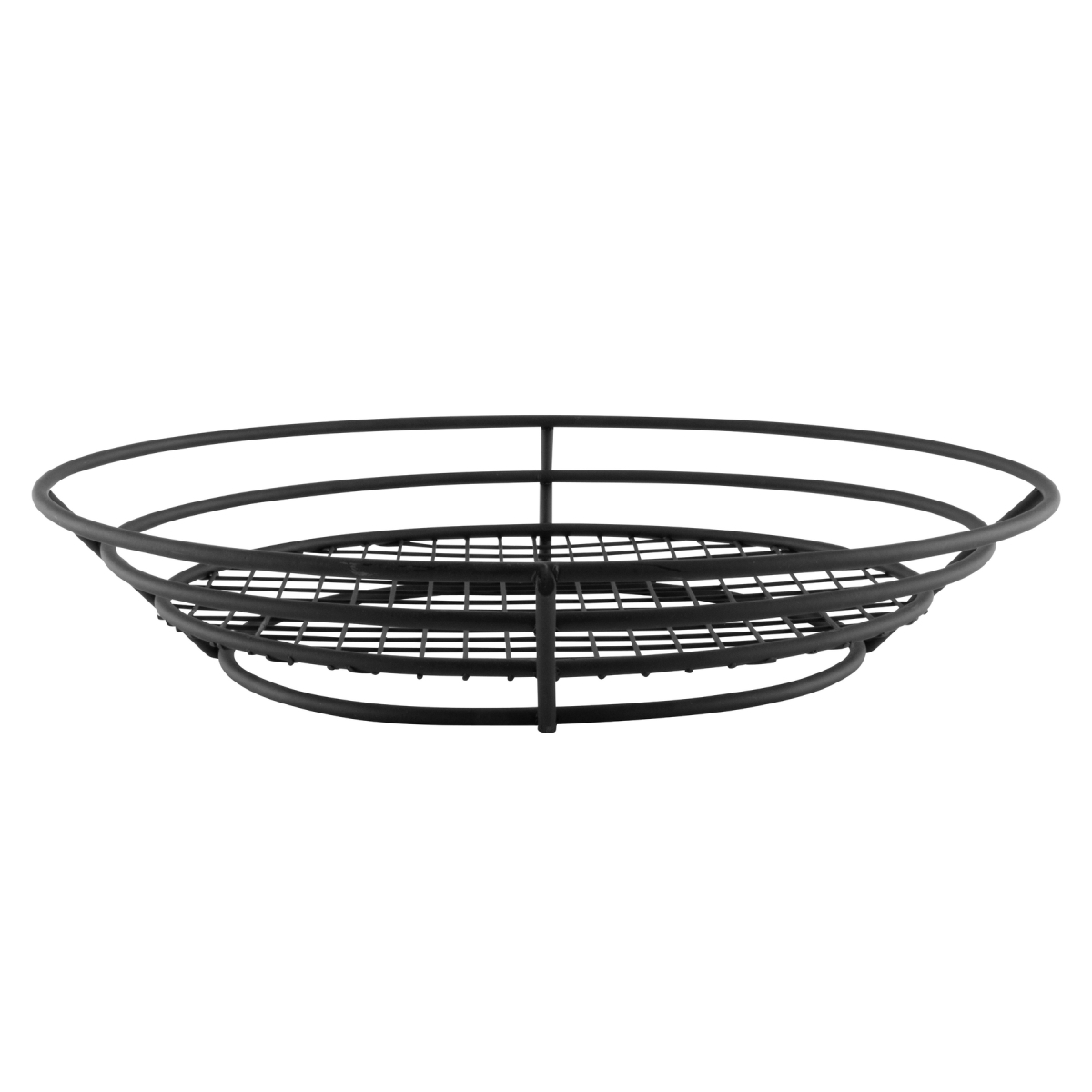 Picture of Winco 4-38848 12.5 x 9.25 in. Oval Basket with Raised Grid Base, 2.25 in. Tall - Black - Each 24
