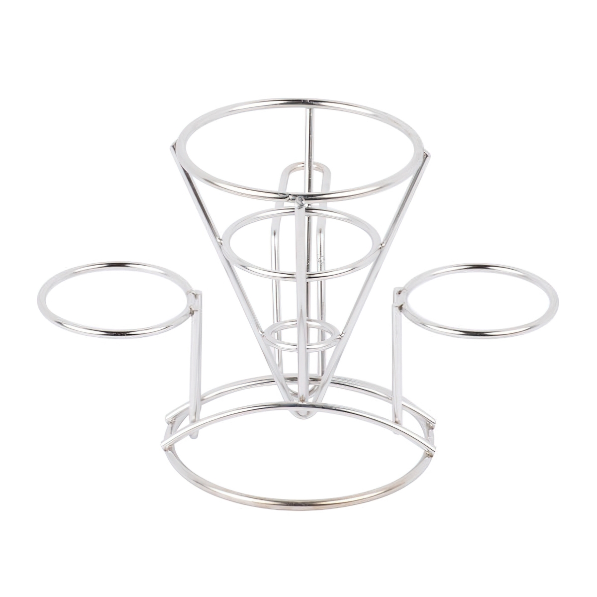 Picture of Winco 4-96282 Fry Cone with 2 Holders & Handle, 4.25 in. Dia., 6 in. Tall, 2.75 in. Holder - Stainless Steel - Each 12
