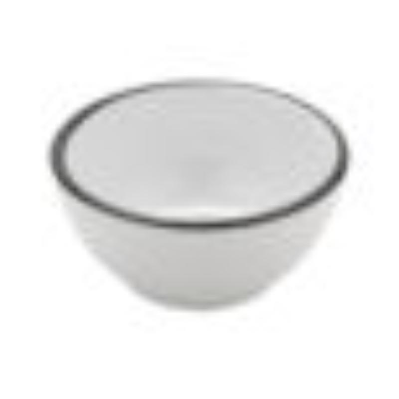 Picture of Winco B-140-W-BK 14 oz White with Black Trim, Enamelware Melamine Round Salad, Soup Bowl, 16 oz Rim-Full, 5.25 in. Dia., 2.25 in. Deep, G.E.T. Settlement Bistro