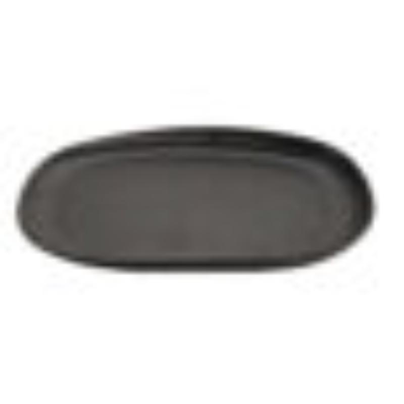 Picture of Winco CS-1275-DG 12 x 7.5 in. Dark Grey Melamine Oval Coupe Dinner Plate, 0.6 in. - 1 in. Max. - G.E.T. Riverstone
