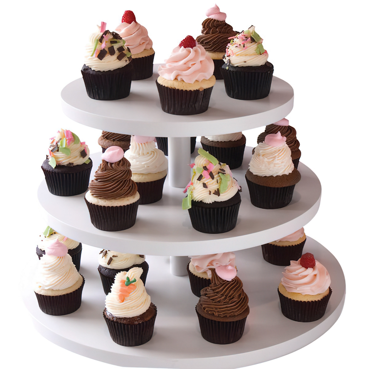 Picture of Winco WR-101 18 in. Bottom, 15 in. Middle, 12 in. Top 3-Tier Small Cupcake Stand