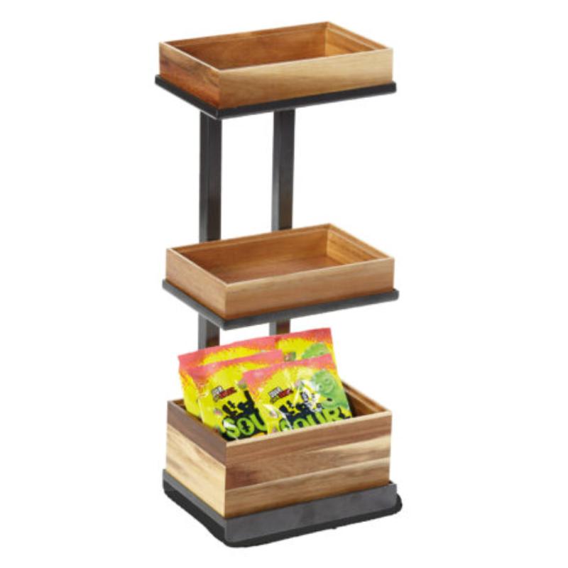 Picture of Winco MTS-20M-MG 9.25 x 6.25 in. Rectangular 3-Tier Merchandiser Stand, 20.5 in. Tall - Metal Grey