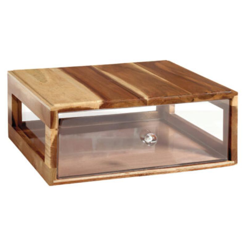 Picture of Winco BB-RECT-14-UR 14.75 x 12.75 in. Rectangular Stackable Wood Bread Box with Acrylic Drawer, 5 in. Tall - Urban Rustic