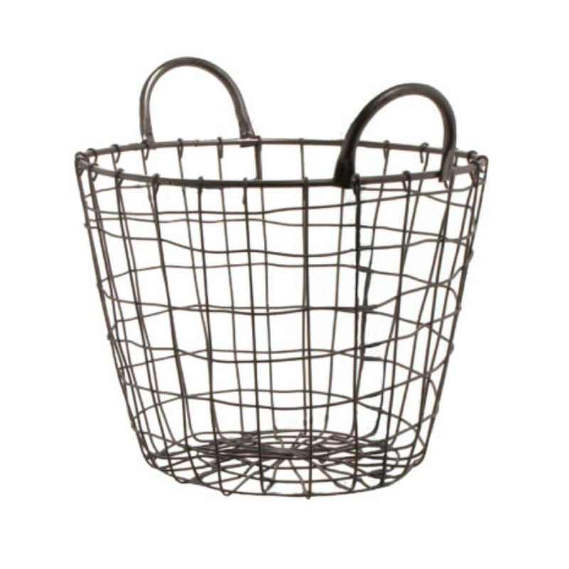Picture of Winco WB-319-MG 13 x 9.5 in., Iron Powder Coated, Gun Metal Grey, Round Basket with Loop Handles, G.E.T. Breeze Baskets