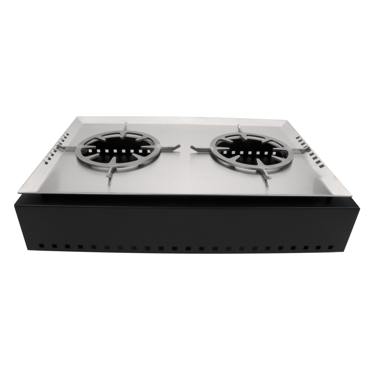 Picture of Winco ST11702012K Strata Double Rectangular Sauta & Cooker Kit - Stainless Steel & Black