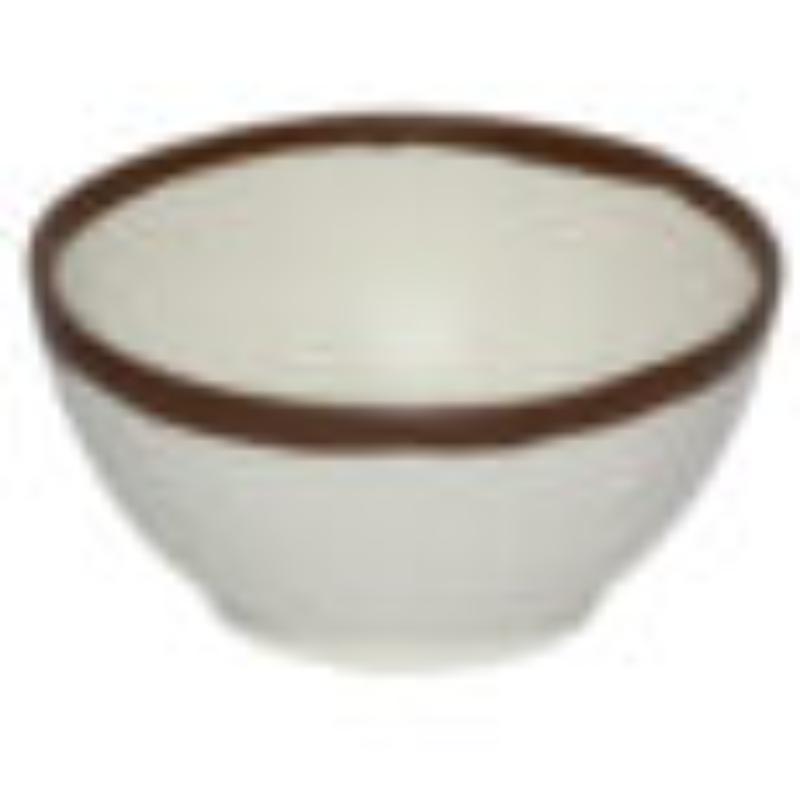 Picture of Winco B-299-CRM 10 oz Cream Melamine Soup, Salad, or Pasta Nappie Bowl - 13 oz Rim-Full, 5 in. Top Dia., 2 in. Deep, G.E.T. Pottery Market Glazed