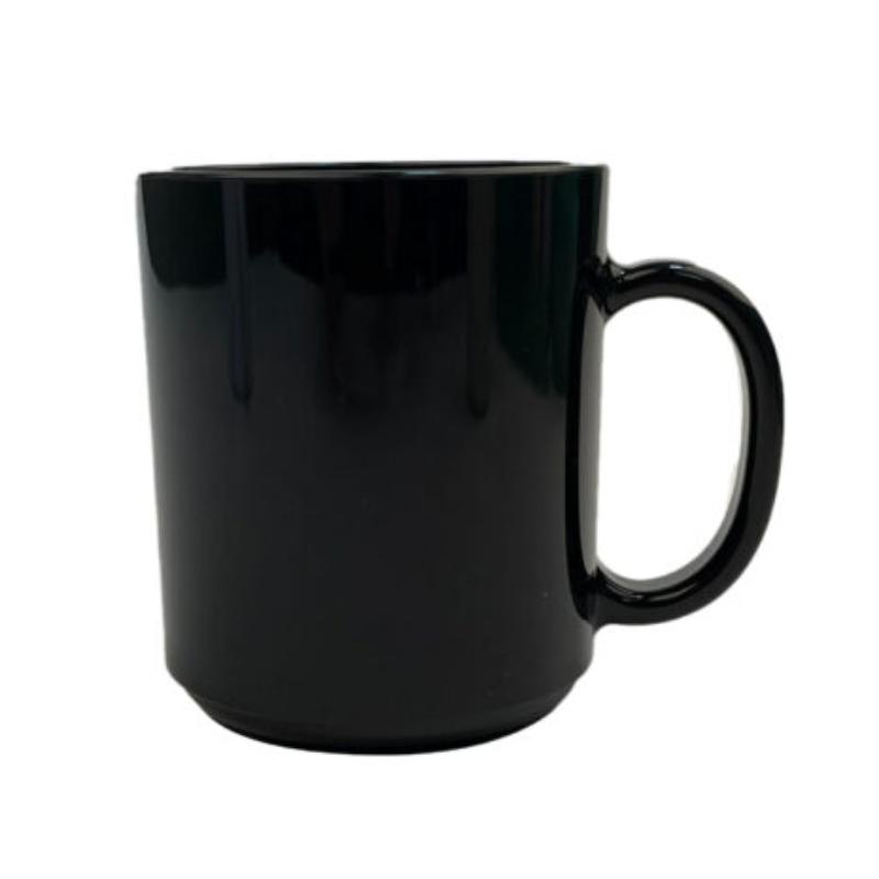 Picture of Winco TM-1317-BK 14 oz Tritan, Black, Stackable Coffee Mug - 17.5 oz Rim-Full, 3.5 in. Top Dia. - 4.75 in. Top Dia. with Handle, 4.1 in. Tall, 3.9 in. Deep, G.E.T. Cups & Mugs