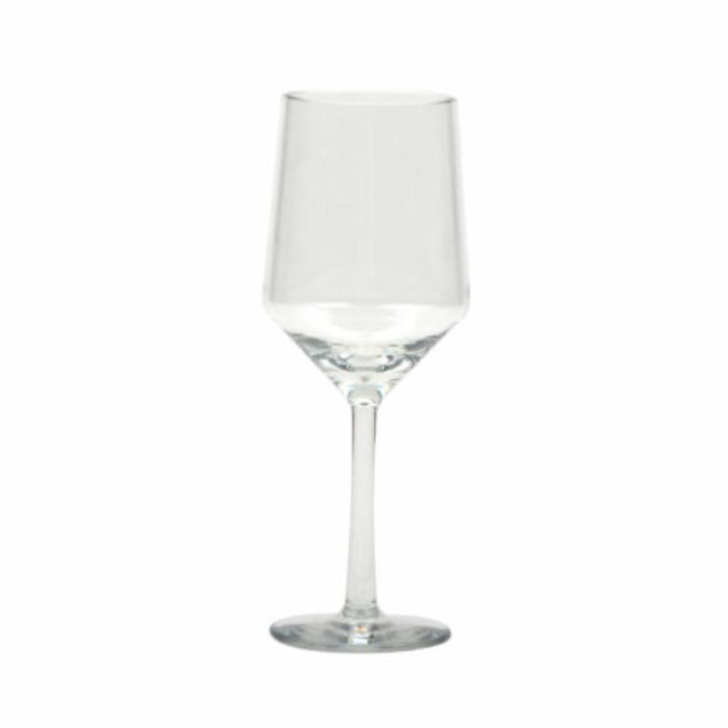 Picture of Winco SW-2002-CL 14 oz Tritan Clear Wine Glass with Stem - 15.5 oz Rim-Full, 2.875 in. Top Dia., 8.875 in. Tall, G.E.T. Via