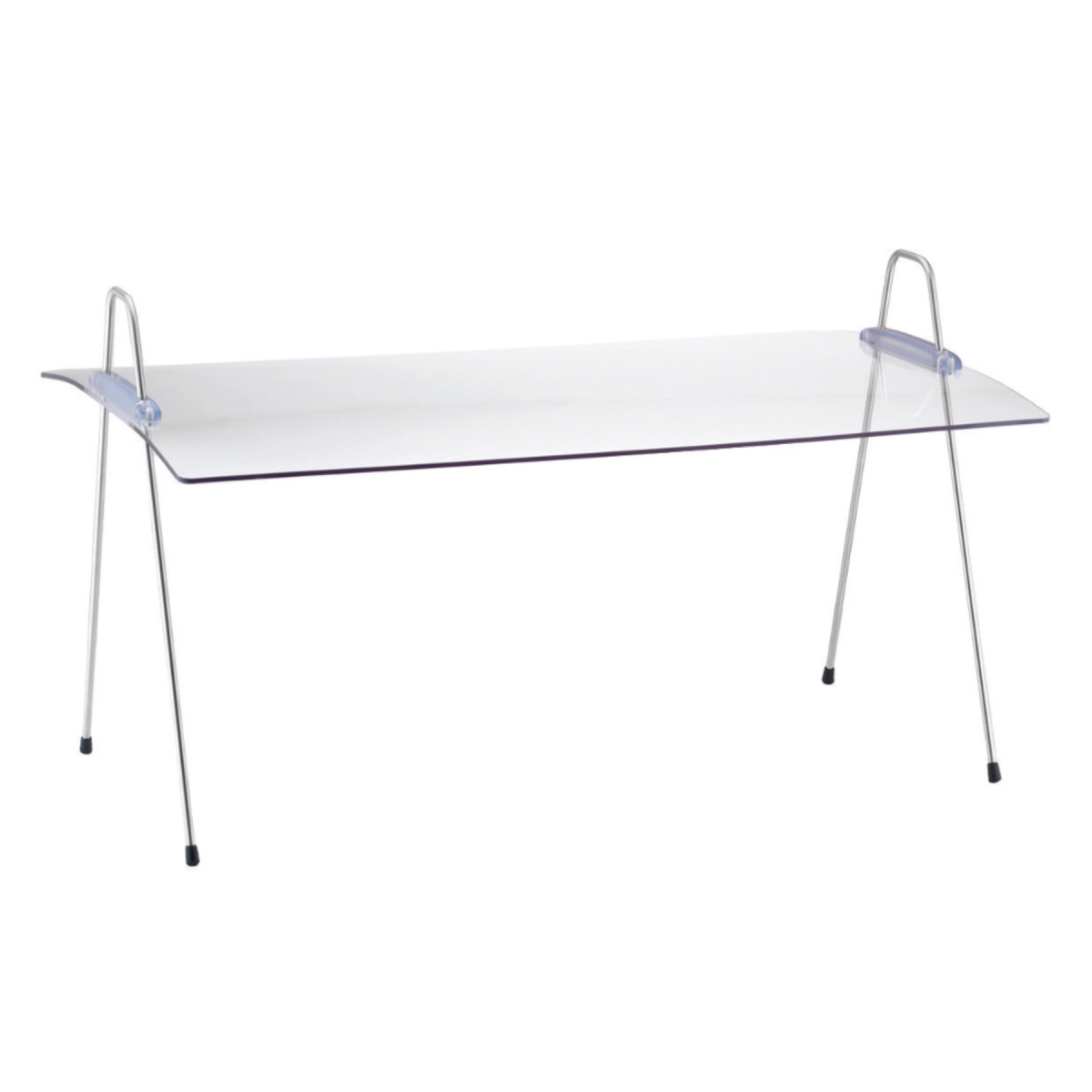 Picture of Winco 3089083 Acrylic Rectangular Sneeze Guard, Portable & Adjustable Incline for A 29 in. Display - Includes Wire Legs - 29.5 x 16.5 in., 15.4 in. Tall - Frilich EB703E Guard - Clear & Silver