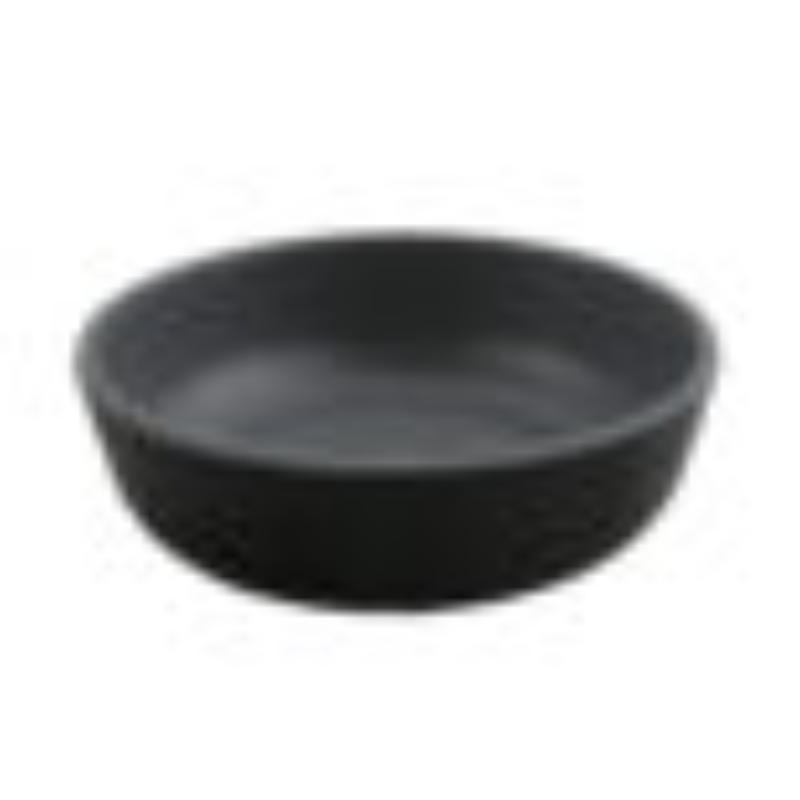 Picture of Winco RR-5-GRM-BKM 4 oz Shallow Side Melamine Dish & Monkey Dish - 5 oz Rim Full - Grey Matte Inside & Black Matte Outside, G.E.T. Roca