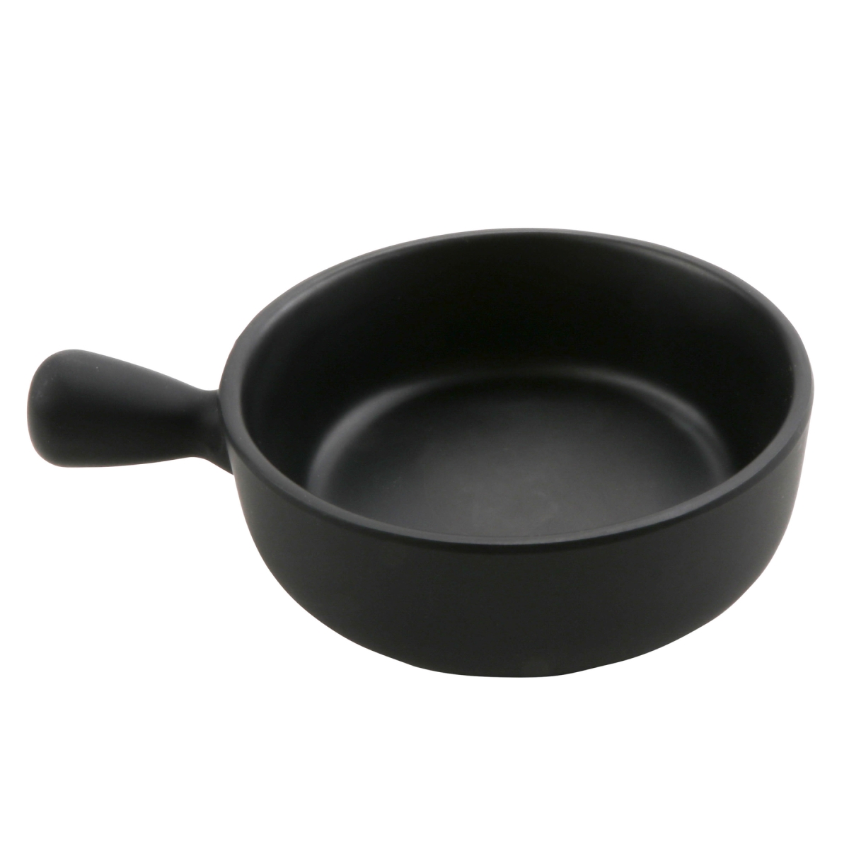 Picture of Winco 30898-BK 2 oz Explore Melamine Bowl with Handle - 3 oz Rim-Full, 4.38 x 3.27 x 1.26 in. - G.E.T, Cheforward - Black - Each 12
