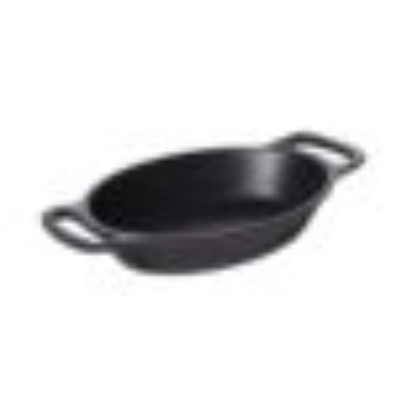 Picture of Winco SKOV-16-ABK 16 oz Cast Aluminum Oval Server, 7.125 x 5.125 x 1.3 in. Serving Area, 9.88 x 5.47 x 1.58 in. with Handles, Black Cast Aluminum Heiss, Tabletop