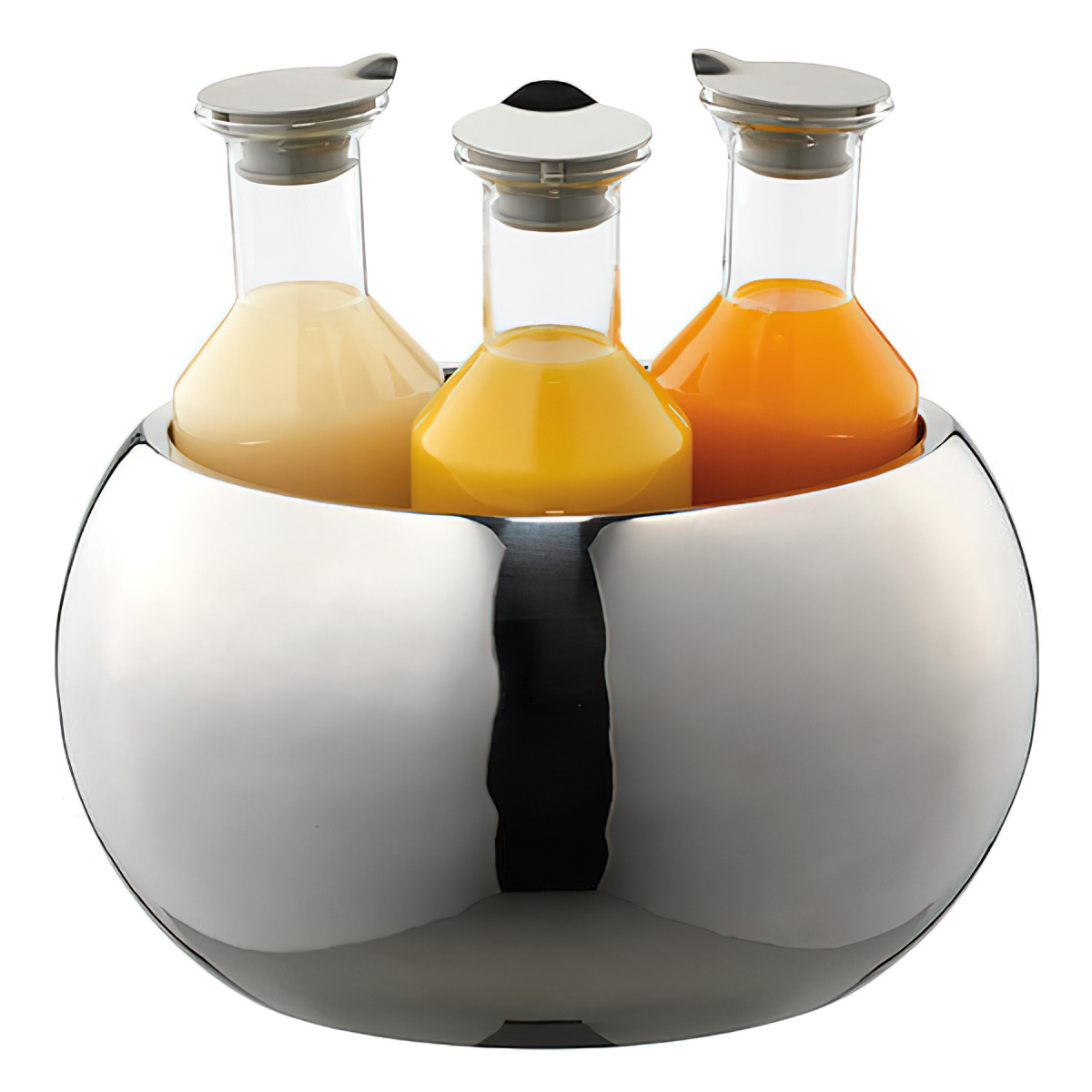 Picture of Winco 3147061 3-Carafe Polished Stainless Steel Beverage Tub Set