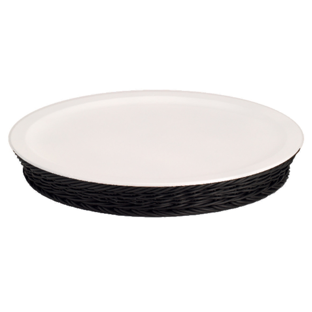 Picture of Winco 3255051 16.1 in. Cold Food Display Set with Wicker Basket Base - Black & White