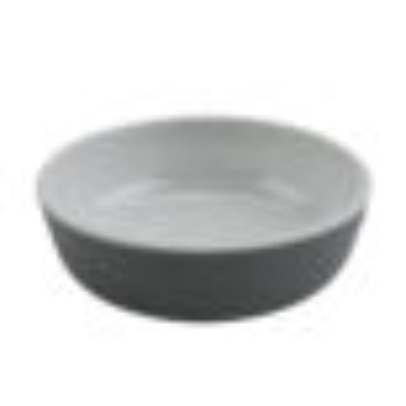 Picture of Winco RR-5-WS-GRM 4 oz Shallow Side Melamine Dish & Monkey Dish - 5 oz Rim Full - Glossy White Inside & Grey Matte Outside, G.E.T. Roca