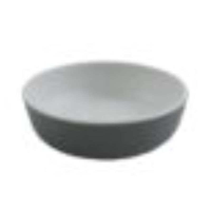 Picture of Winco RR-5-WM-GRM 4 oz Shallow Side Melamine Dish & Monkey Dish - 5 oz Rim Full - White Matte Inside & Grey Matte Outside, G.E.T. Roca