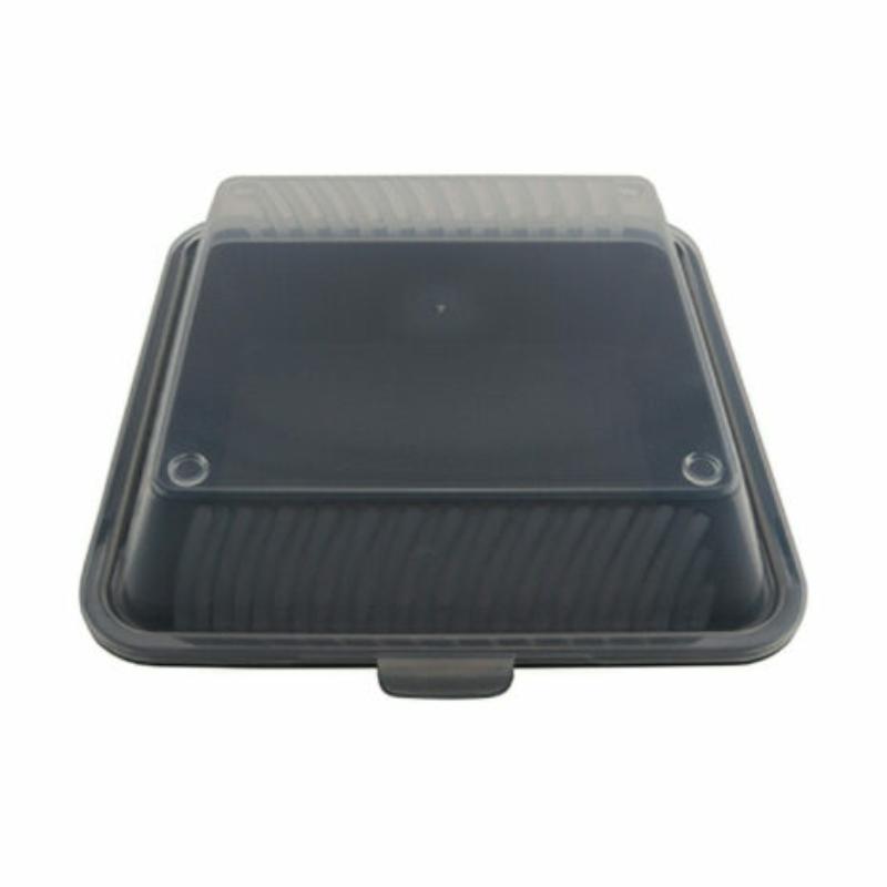 Picture of Winco EC-10-2X-BK-CL Single Entree, Polypropylene, Black Base & Clear Lid, Food Reusable Container, 9 x 9 x 3.5 in., G.E.T. Eco- Takeouts