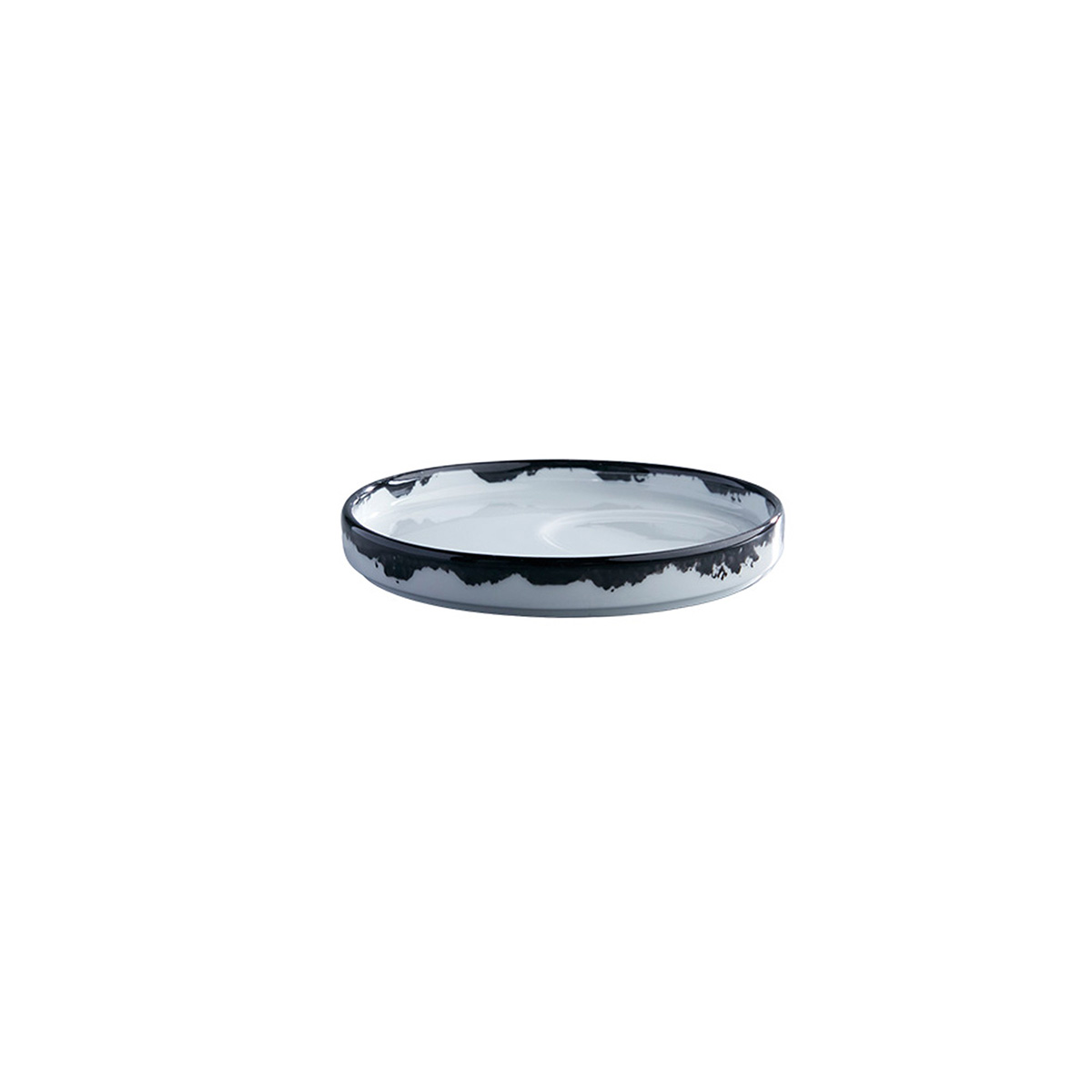Picture of Winco PA1007990412 Ink Tea Saucer, 5.9 in. - White with Black Rim - 1 Dozen