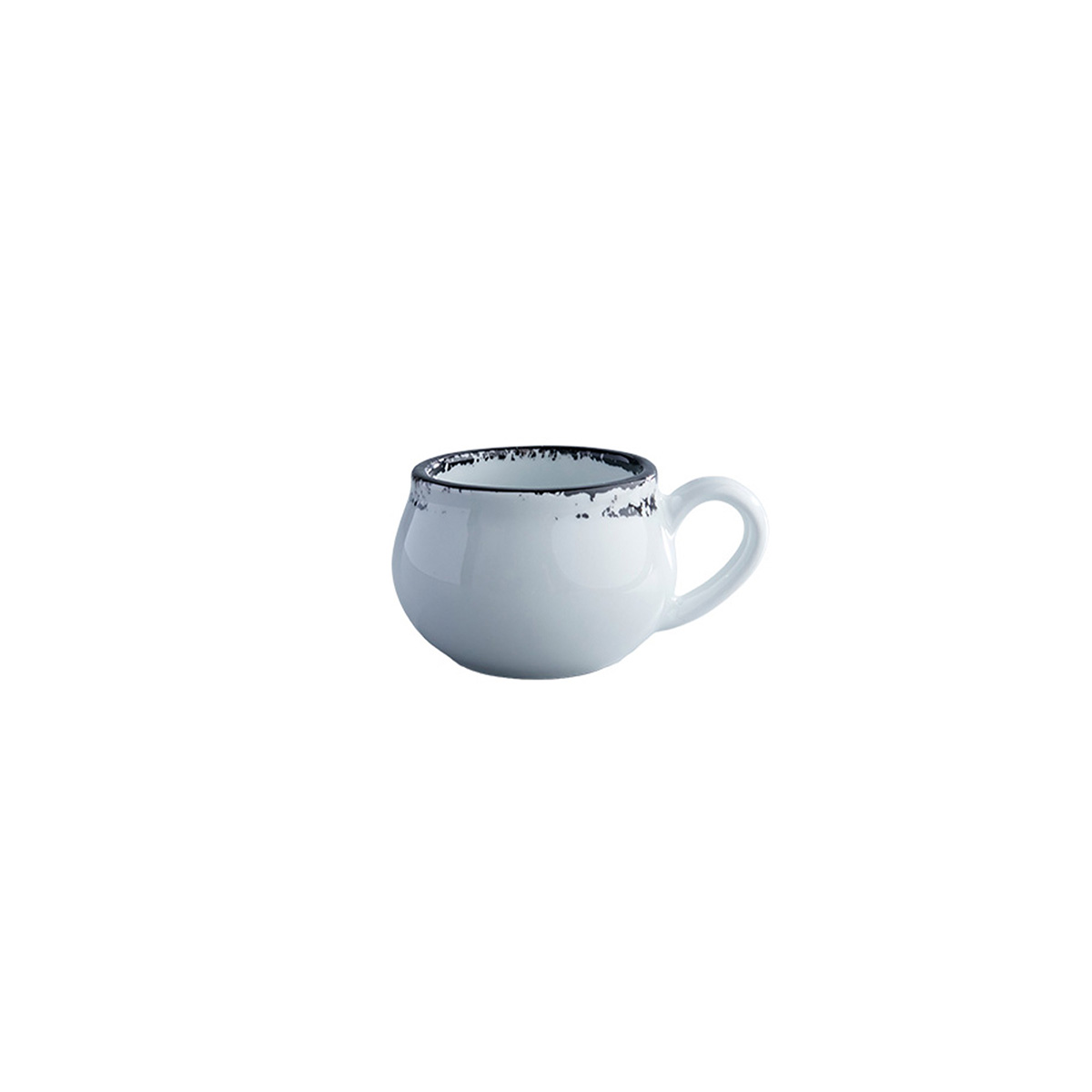 Picture of Winco PA1007404312 Ink Tea Cup, 9.1 oz - White with Black Rim - 1 Dozen