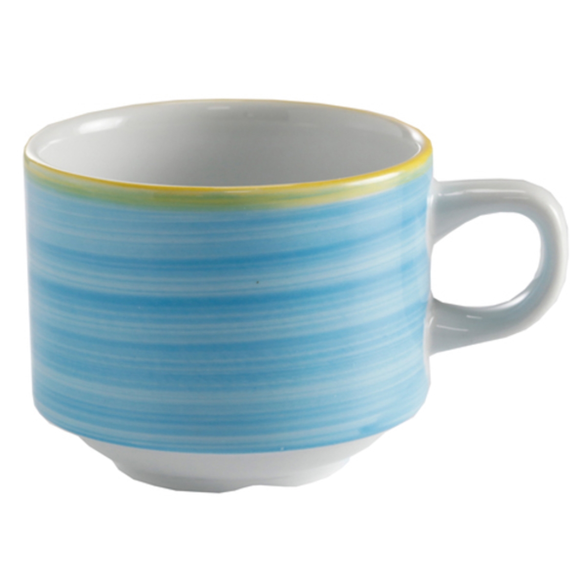 Picture of Winco PA1601904024 2.9 oz Blue Porcelain Stackable Espresso Cup, 3.75 in. Dia. with Handle, Corona Calypso - 2 Dozen