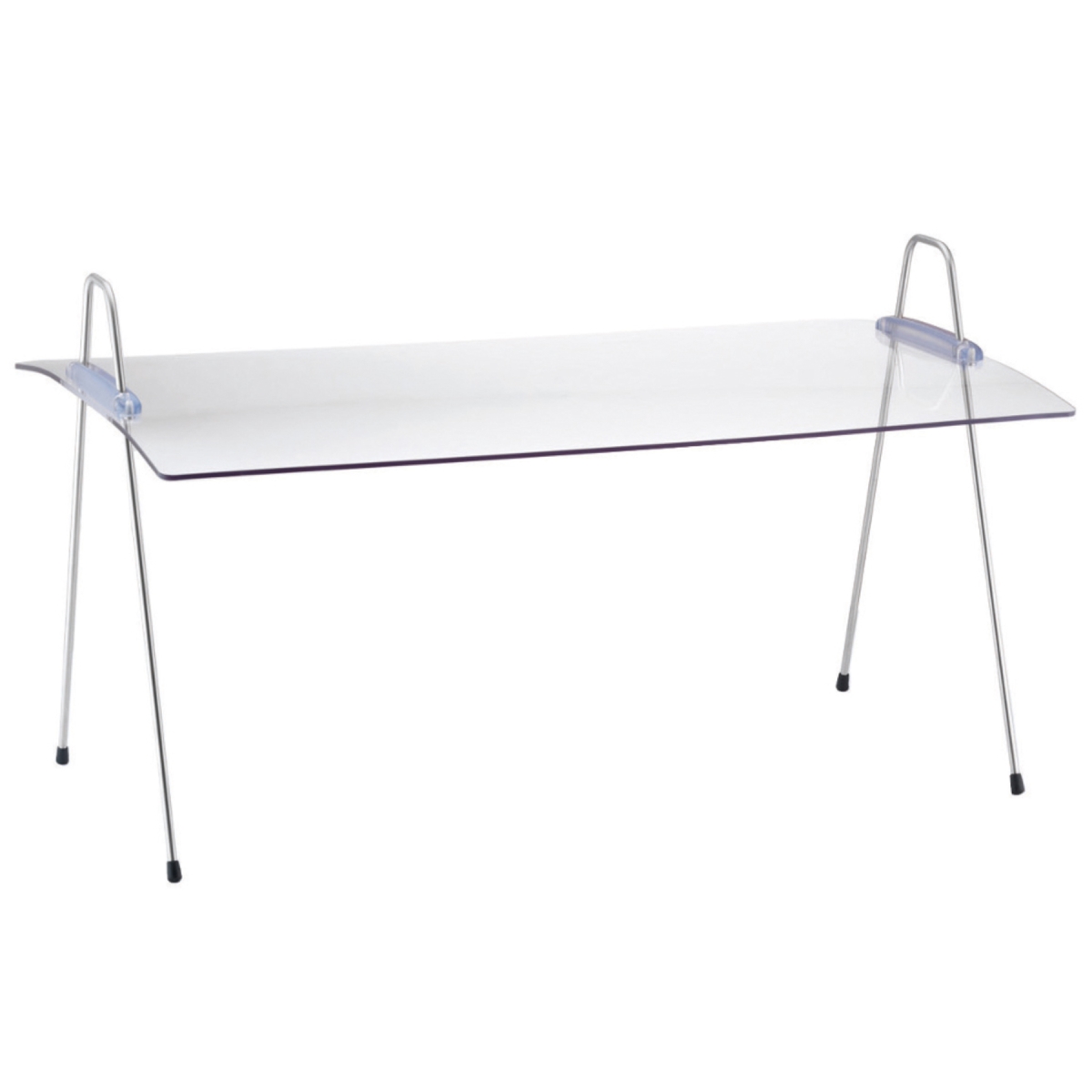 Picture of Winco 3089082 Acrylic Rectangular Sneeze Guard, Portable & Adjustable Incline for A 25 in. Display - Includes Wire Legs - 25.6 x 16.5 in., 15.4 in. Tall - Frilich EB702E Elegance - Clear