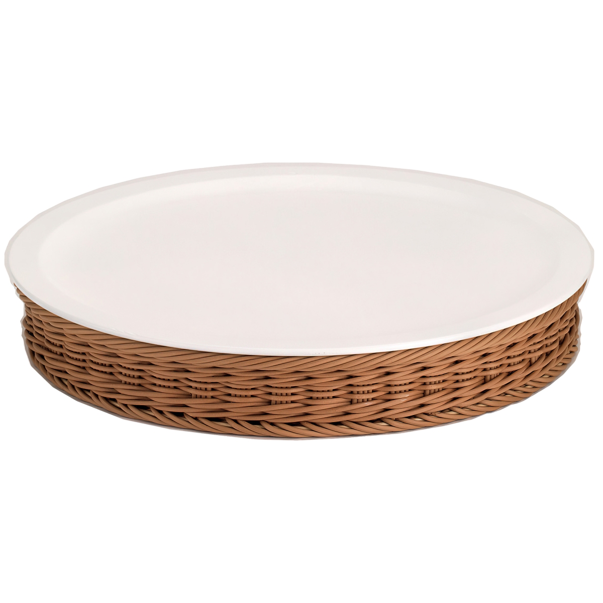 Picture of Winco 3255050 16.1 in. Cold Food Display Set with Tan & White Wicker Basket Base