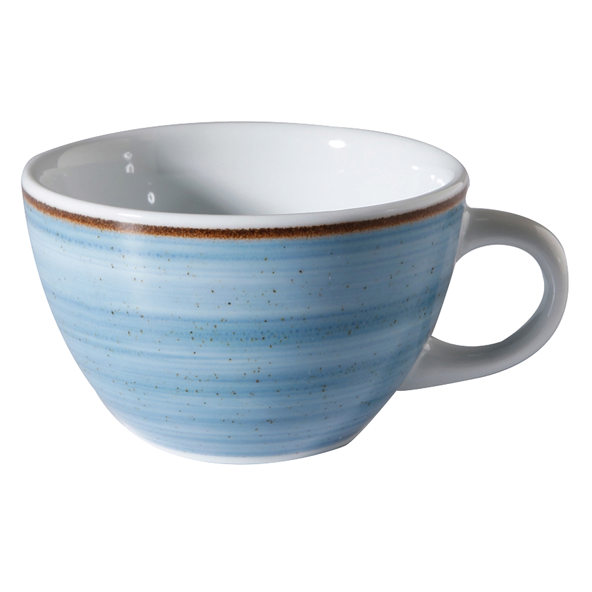Picture of Winco PA1604904224 3.7 in. Blue, Porcelain, Round Espresso Cup with Handle, 4 in. Top Dia., Corona Blue Artisan - 2 Dozen