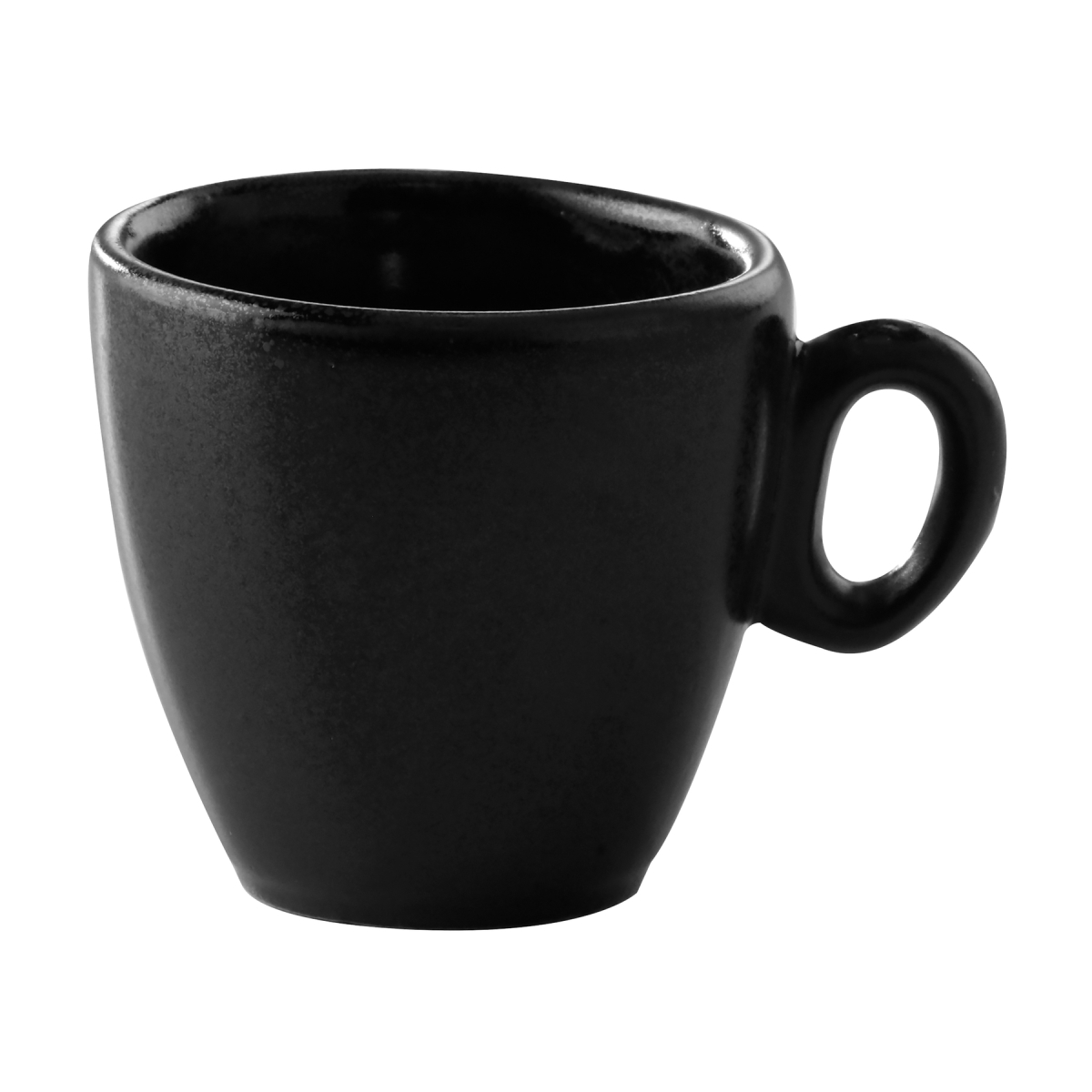 Picture of Winco PP1941814124 1.9 oz Black Reactive Glaze Porcelain Espresso Cup, 3 in. Dia. with Handle, Corona Cosmos Pluto - 2 Dozen