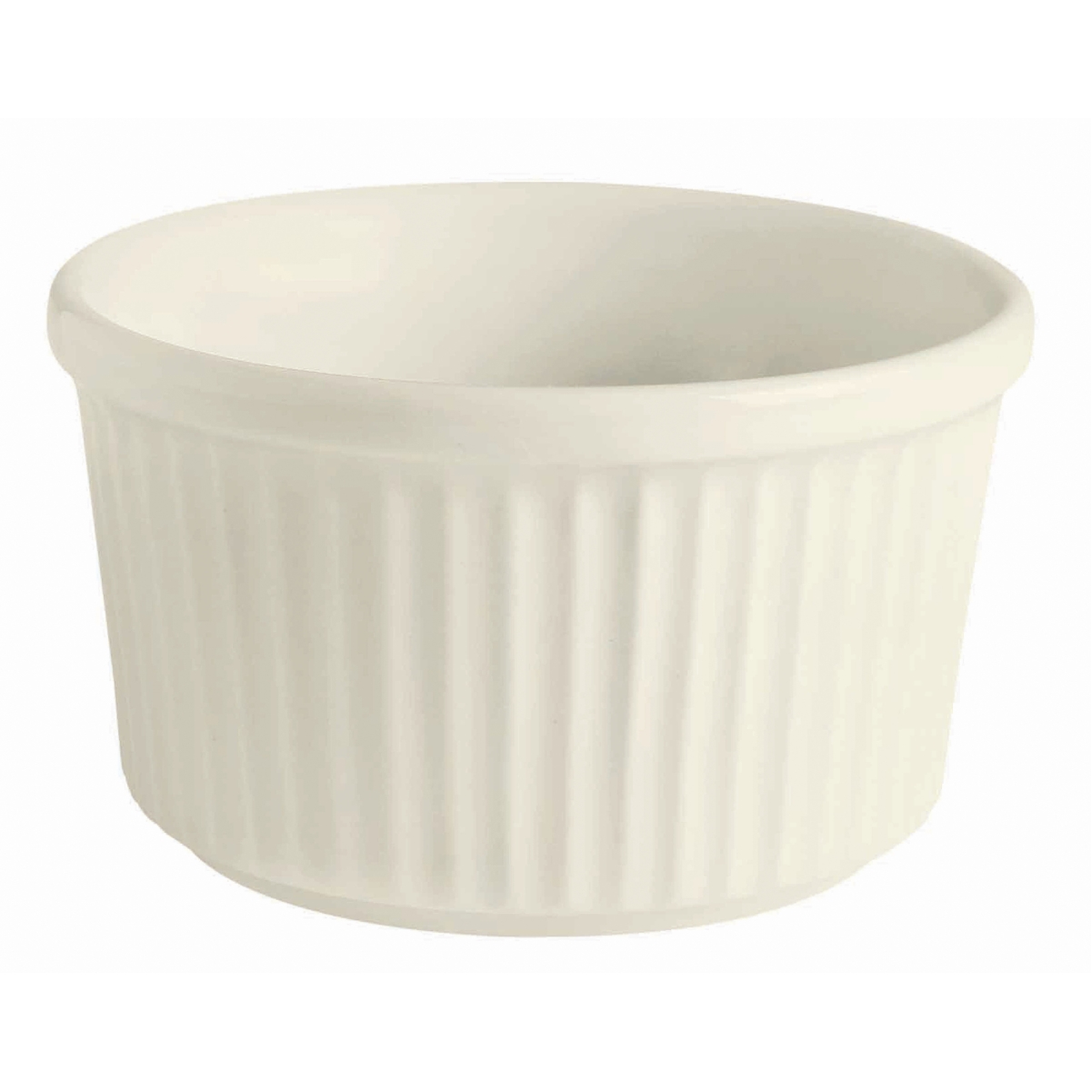 Picture of Winco PP1100707224 3.9 oz Cream White Porcelain Small Ramekin with Ribbed Texture, 3 in. Dia., Corona Americana - 2 Dozen
