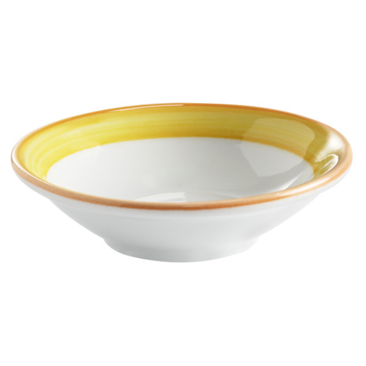 Picture of Winco PA1600703024 4 oz Yellow Porcelain Monkey Dish, 4.5 in. Dia., Corona Calypso - 2 Dozen