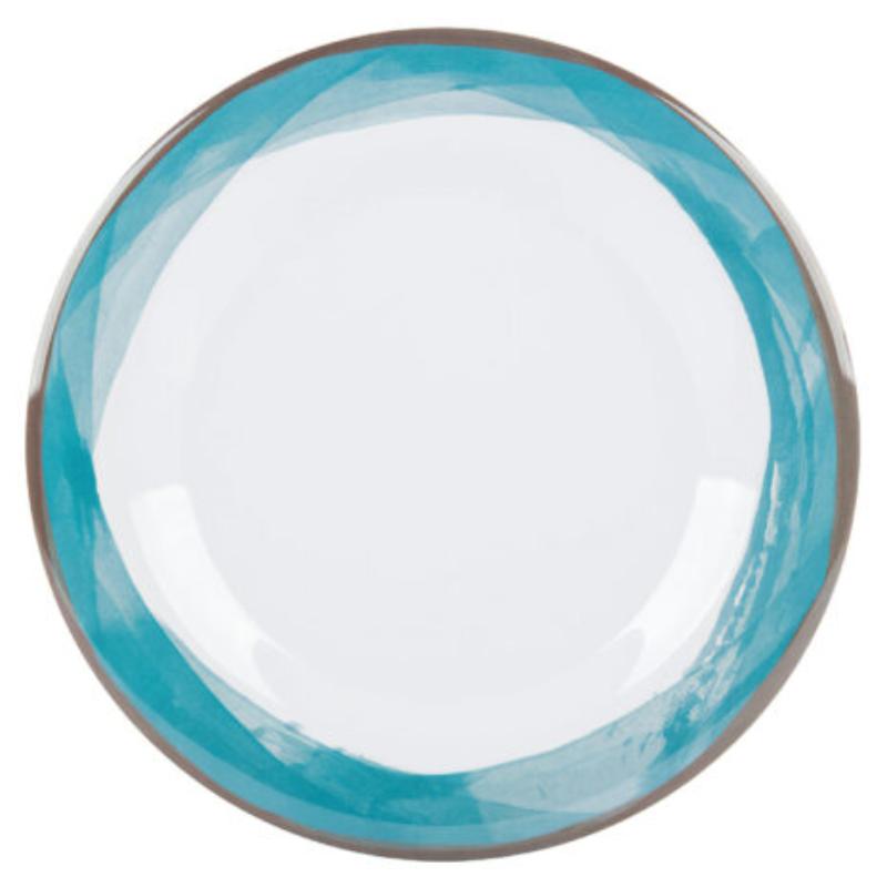 Picture of Winco WP-10-DW-KNB 10.5 in. Wide Rim Plate, Diamond White Base - Kanello Blue