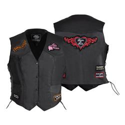 BKVSLLPL Rocky Mountain Hides Ladies Solid Genuine Buffalo Leather Concealed Carry Vest Patches, Black - Large -  Maxam