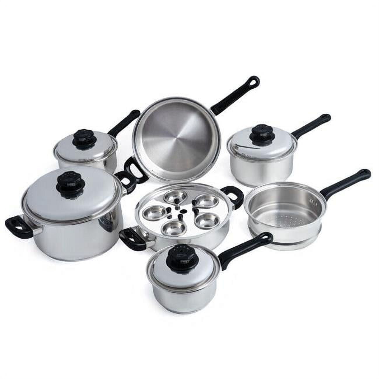 Picture of Maxam KT173 Stainless Steel Steam Control Cookware Set - 17 Piece