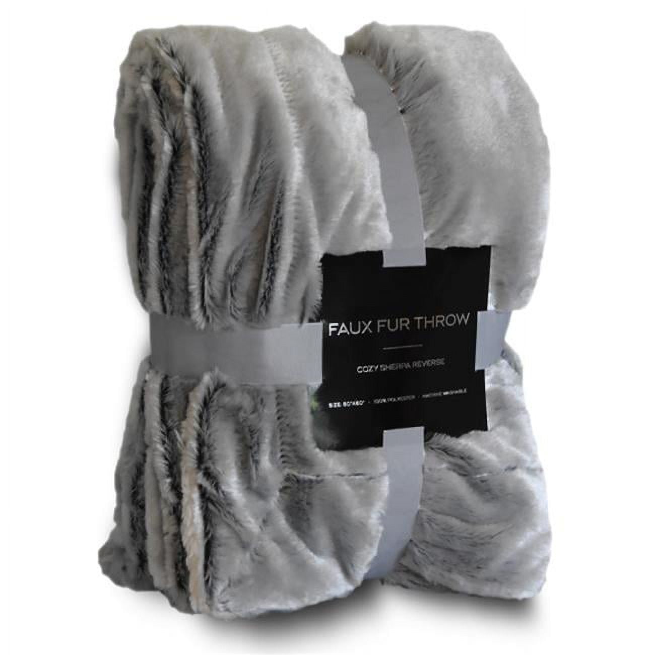 Picture of Maxam DAL-FURSHP-8500-GRAY 50 x 60 in. Faux Micro Chinchilla & Sherpa Throw Blanket&#44; Gray