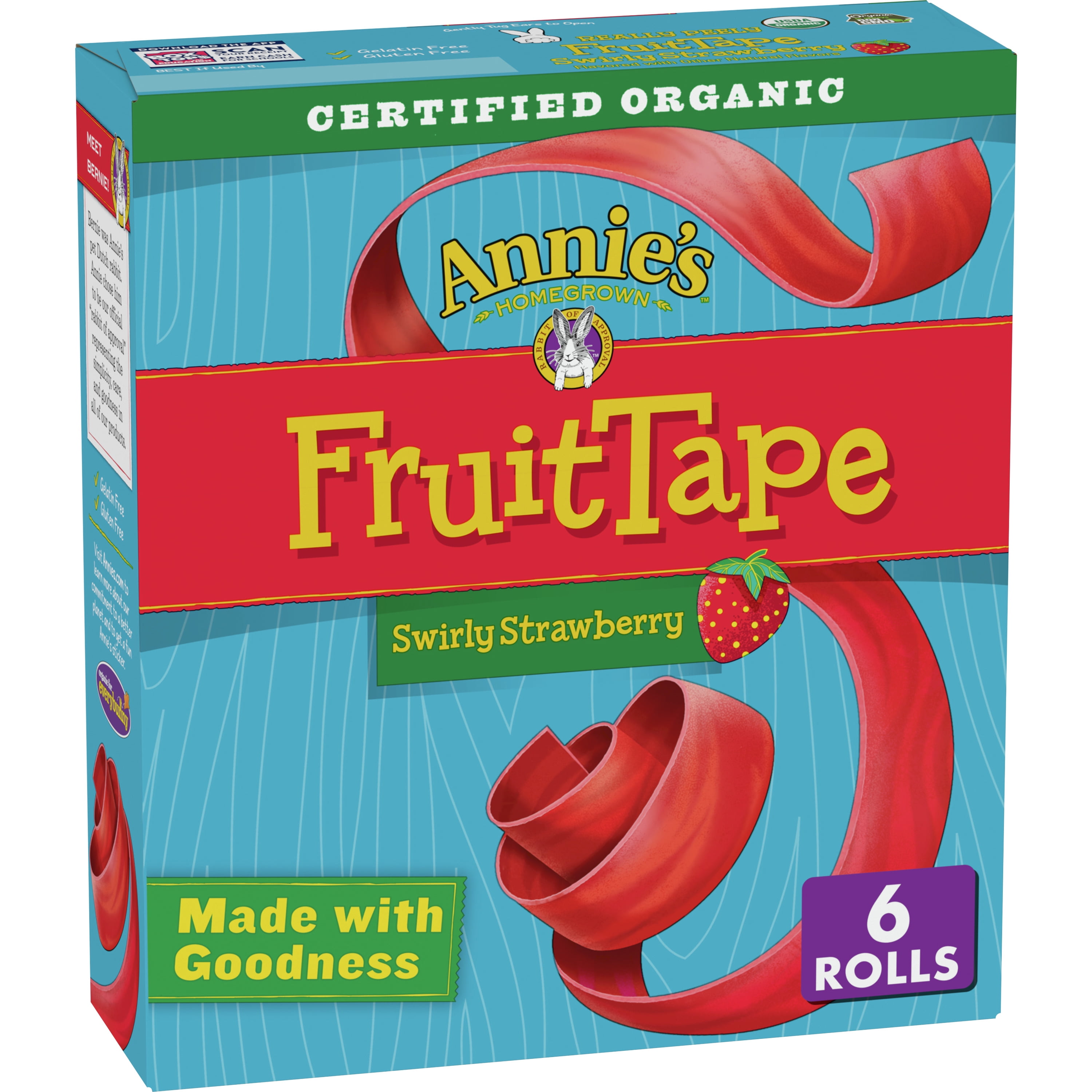 Picture of Annies ECV1791227 12 x 4.5 oz Homegrown Swirly Strawberry Organic Really Peely Fruit Tape