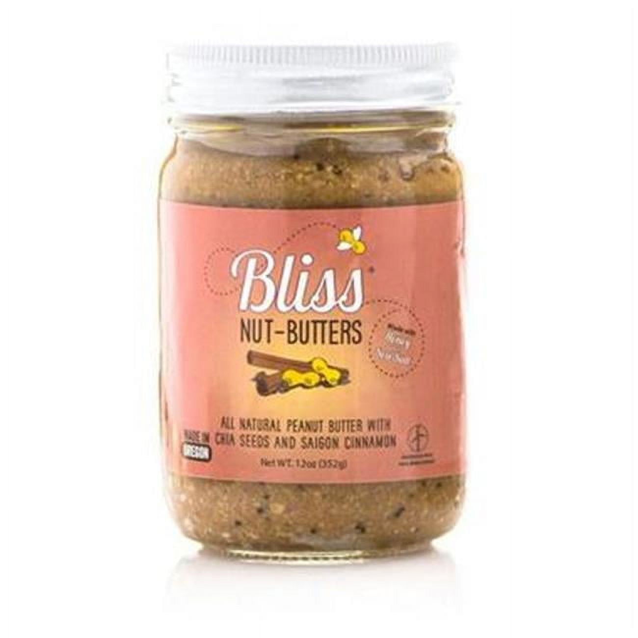 Picture of Bliss Nut Butters BWA85453 6 x 12 oz Cinnamon Chia Seed Peanut Butter