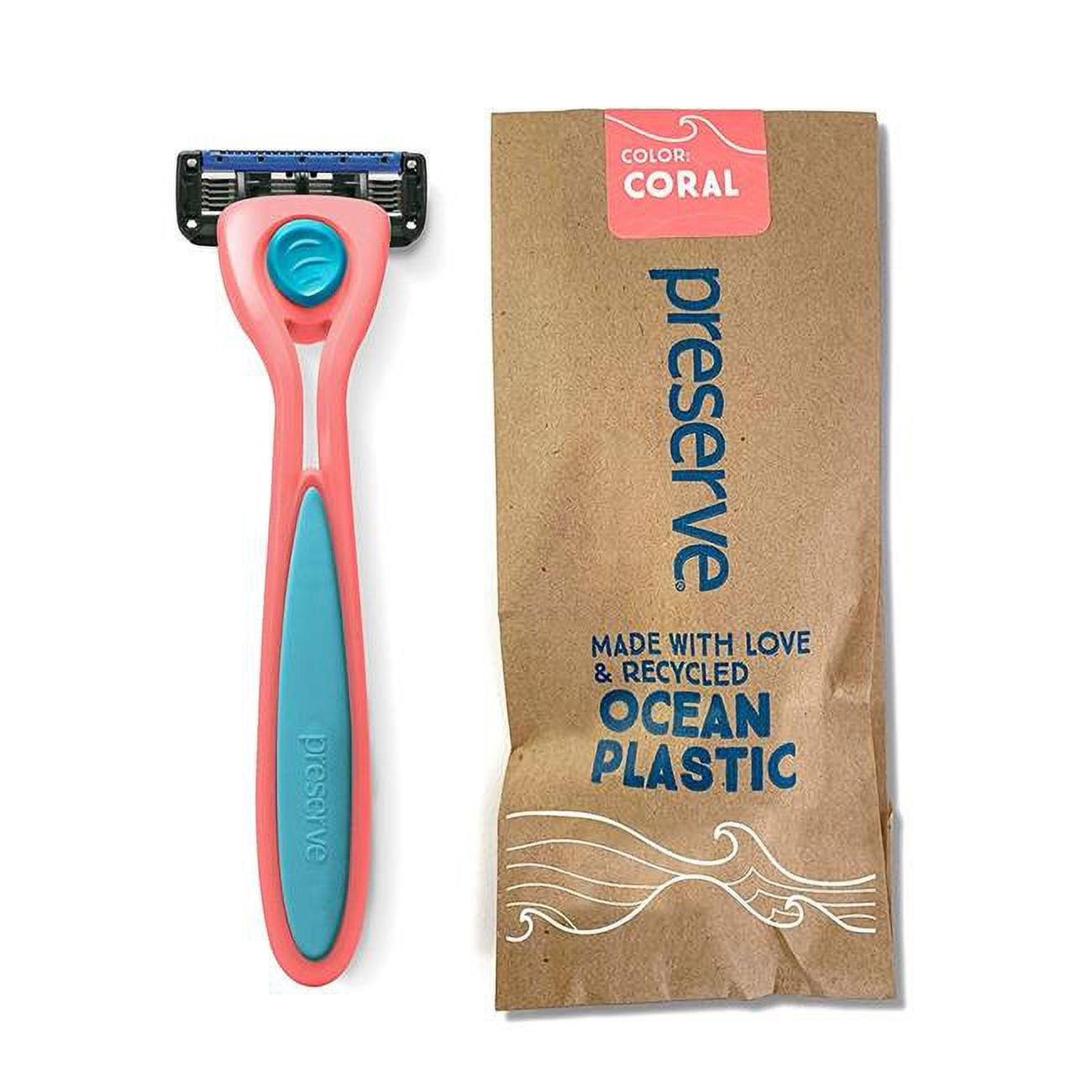 Picture of Preserve 11607 Shave 5 Razor System Made with Recycled Ocean Plastic & 5-Blade Cartridge&#44; Coral Pink