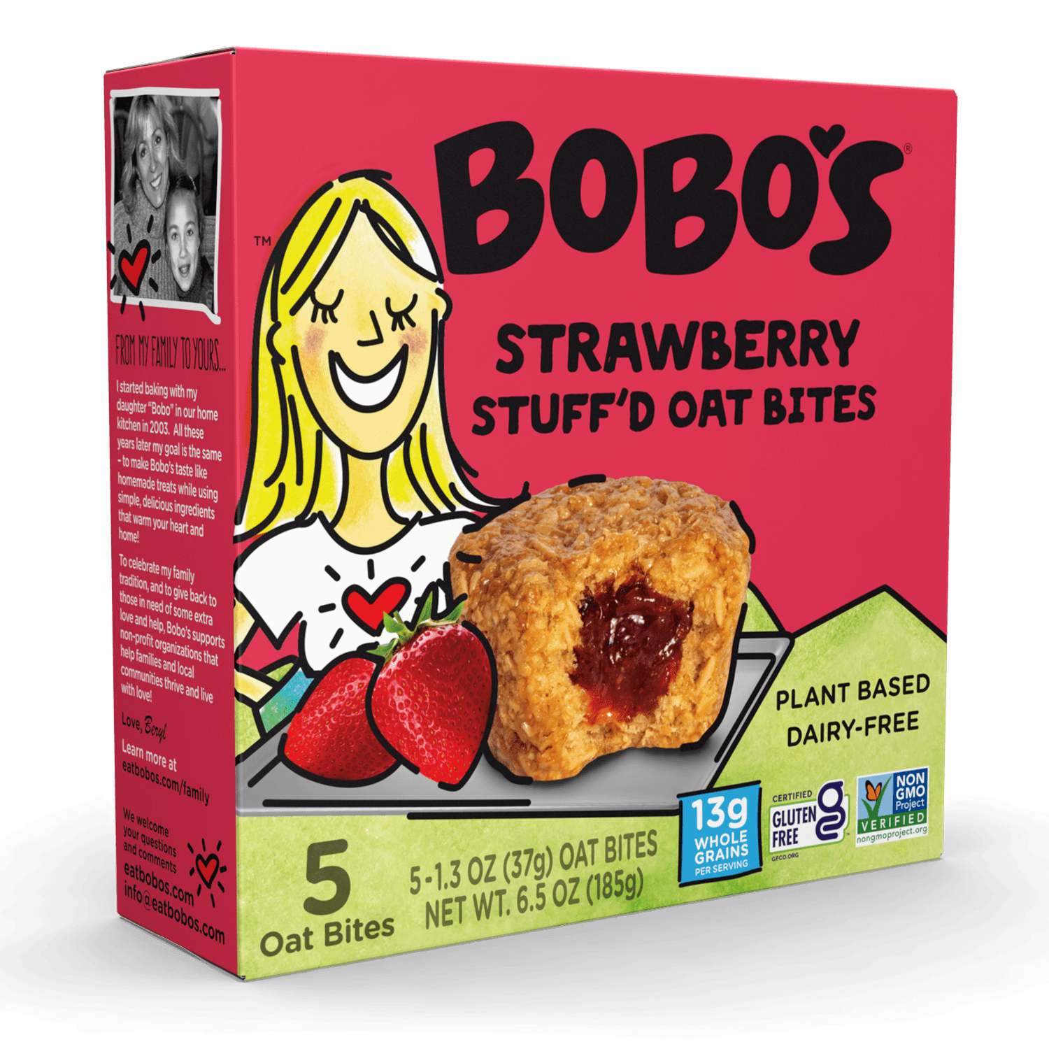 Picture of Bobos Oat Bars B00269 6.5 oz Stuffd Oat Bites Strawberry Gluten Free - 5 Count - Pack of 6