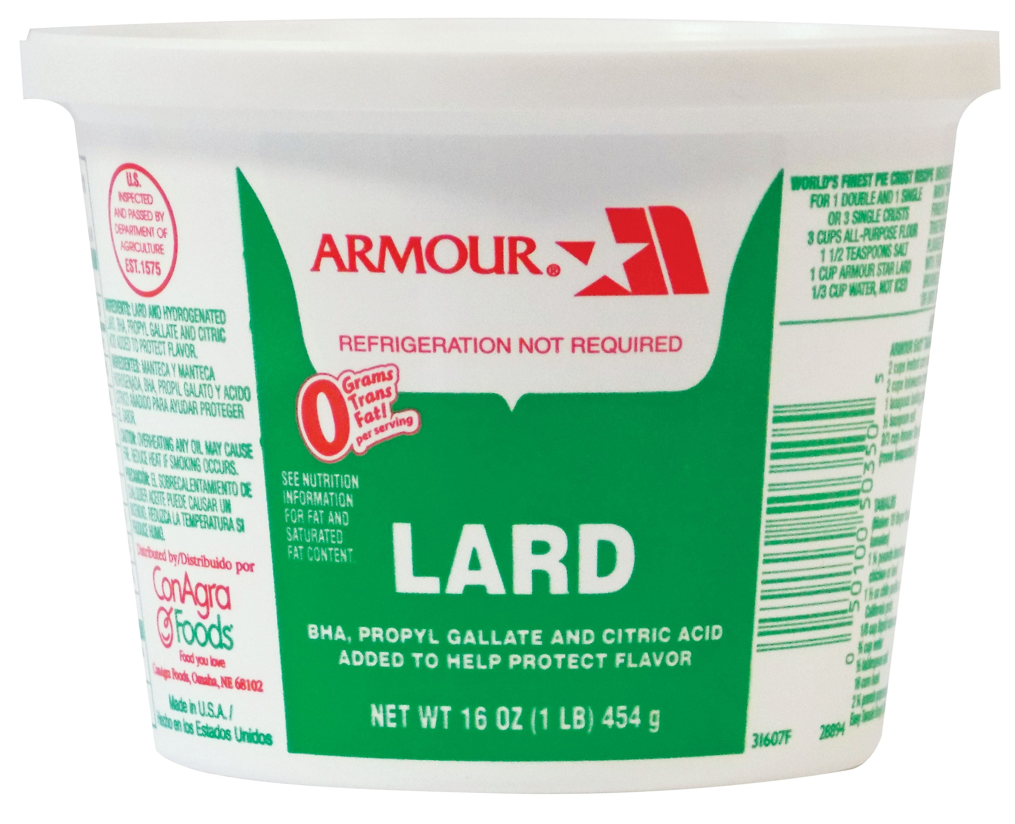 Picture of Armour 93584 1 lbs Lard in Tub - Pack of 24