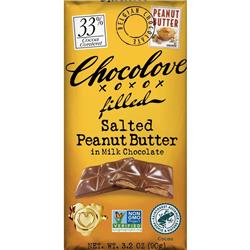 Picture of Chocolove 78751 3.2 oz Salted Peanut Butter Filling 33 Percent Milk Chocolate Bar - Pack of 10
