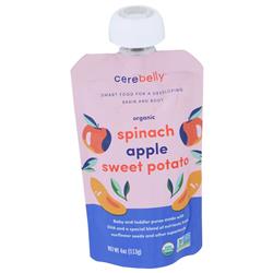 Picture of Cerebelly 43380 4 oz Organic Spinach Apple Sweet Potato Puree Baby Food Pouch&#44; Pack of 6