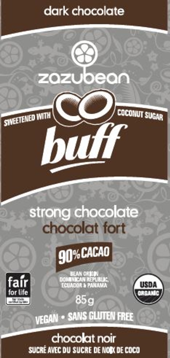 Picture of Zazubean B-06497-12PK 3 oz OG2 90 Percent Coco Sugar Buff Strong Dark Chocolate - Pack of 12