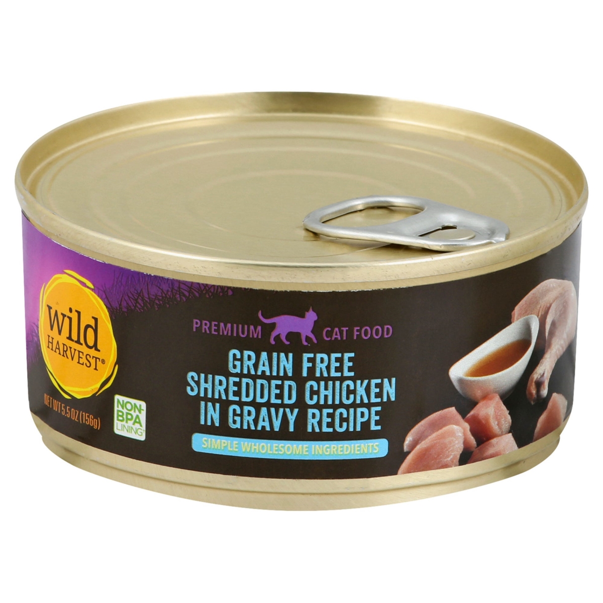 Picture of Wild Harvest B-49242-24PK 5.5 oz Grain Free Shredded Chicken Gravy Recipe Wet Cat Food - Pack of 24