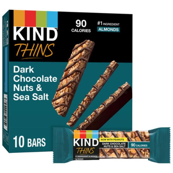Picture of Kind B-84234-6PK 7.4 oz Thins Gluten Free Dark Chocolate Nuts & Sea Salt Snack Bars - Pack of 6