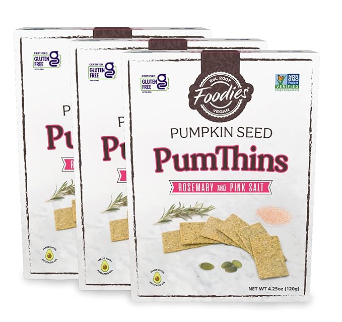 Picture of Foodies Vegan B-35657-6PK 4.25 oz PumThins Rosemary & Pink Salt Crackers - Pack of 6