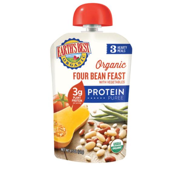 Picture of Earths Best B-23974-2PK 4.5 oz Organic Protein Puree for Ages 2 Four Bean Feast with Vegetables - Pack of 12