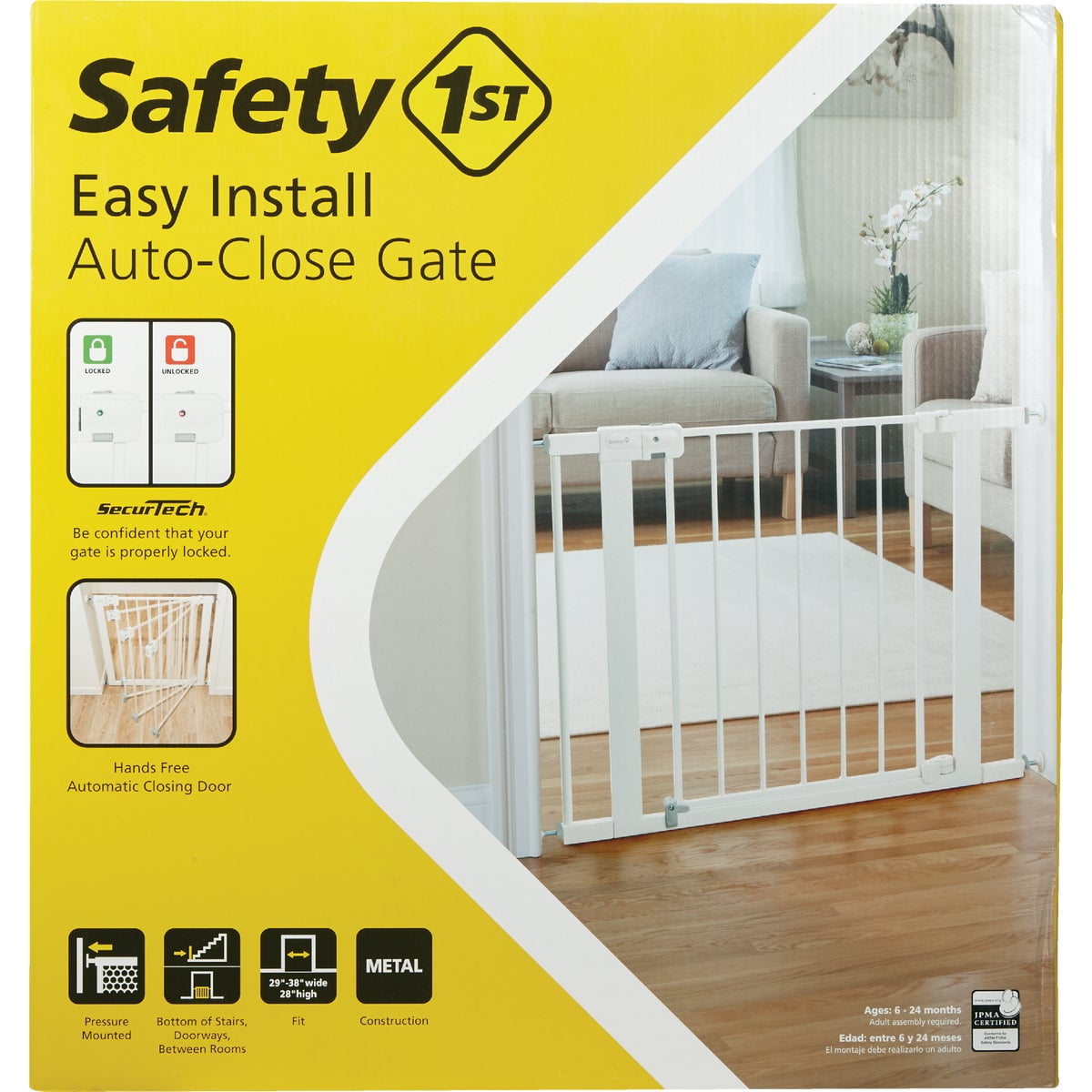 Picture of Dorel Juvenile 20929 Safety 1st Easy Install Auto Close Walk Through Gate&#44; White