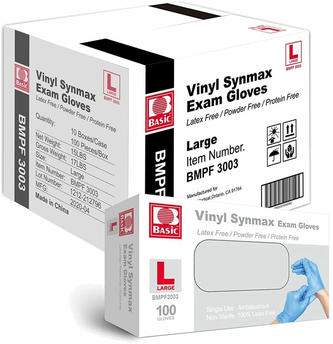 BMPF3003 Hybrid Exam Gloves, Blue - Pack of 1000 - Large