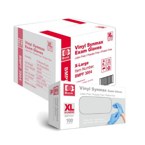 Disposable Gloves, Vinyl/Nitrile Blend, 4 mil, Powder-Free, Latex-Free, Blue, S, 10 boxes of 100